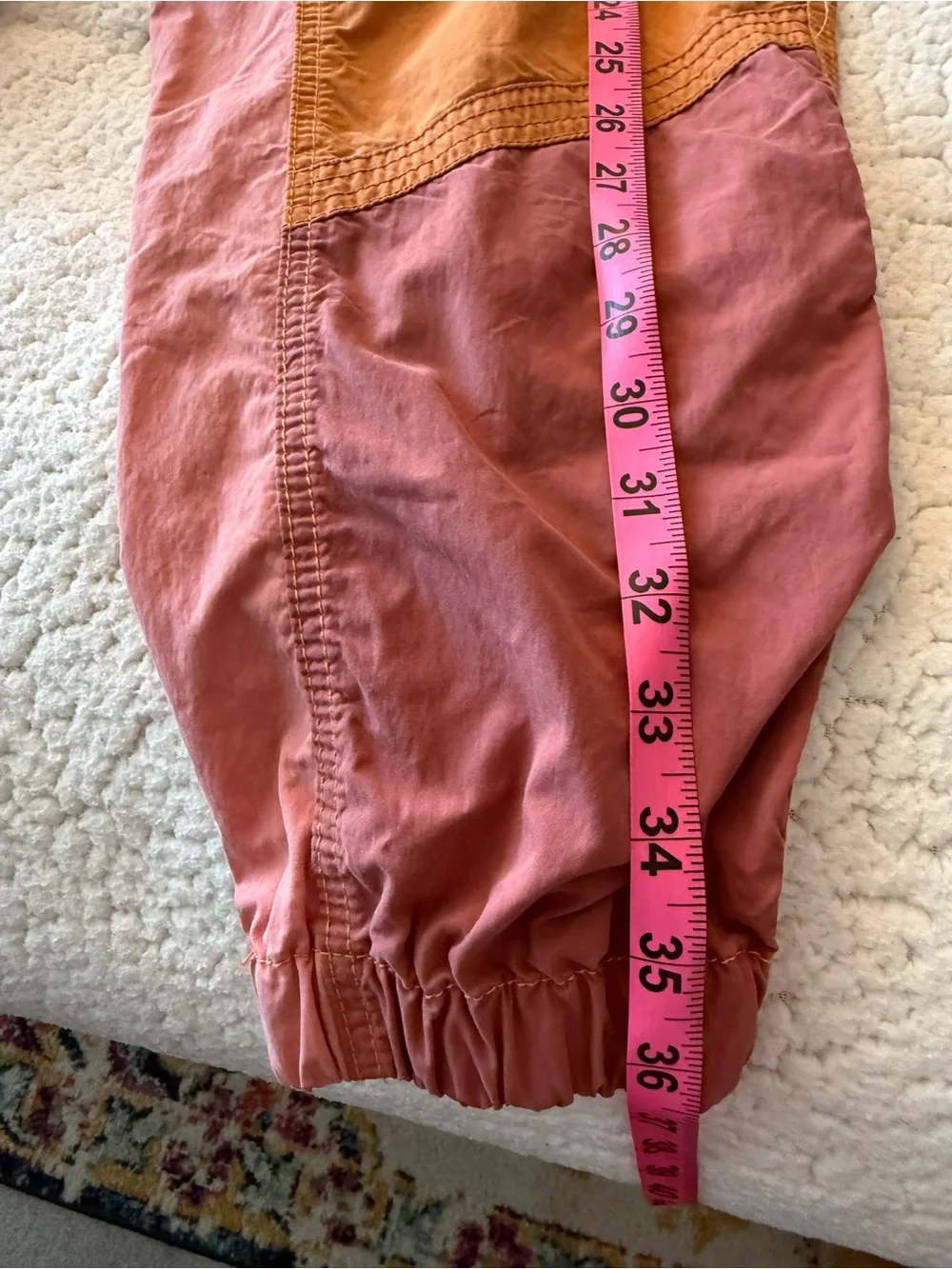 Free People Colorblock Utility Cargo Parachute Jogger Pants XS Pink Rust Boho